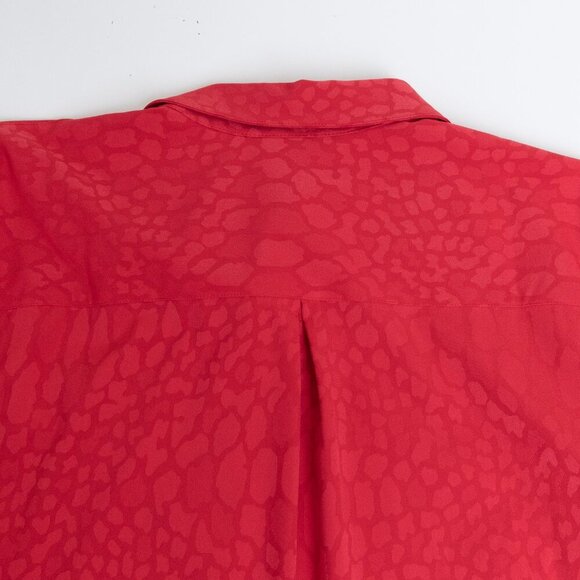 Athleta Urbanite Textured Top Red Long Sleeve Button Down Blouse Cheetah Print - Picture 10 of 14